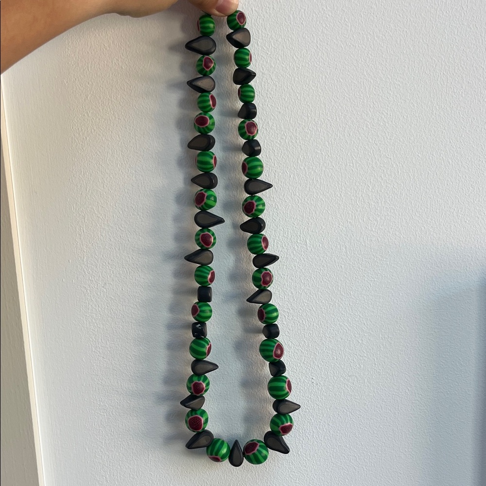 Beautiful handmade watermelon beaded necklace